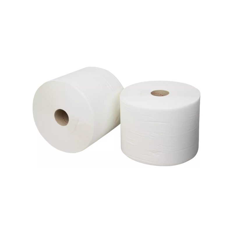 Pallet industriepapier cellulose 1-laags wit, 1000 meter, 2 rollen per pak