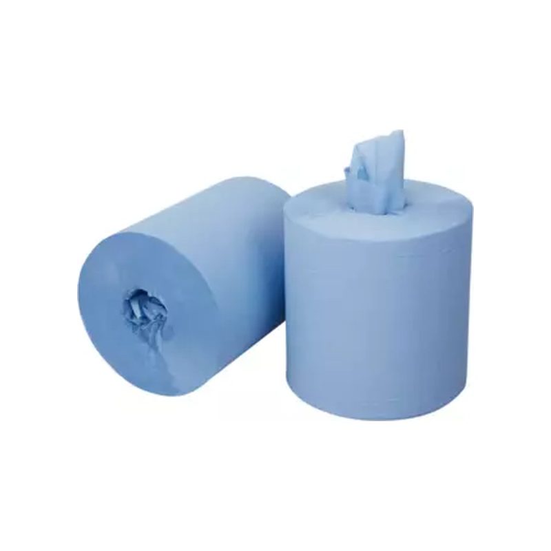Pallet midi poetsrol coreless cellulose 1-laags blauw, 300 meter, 6 rollen per doos