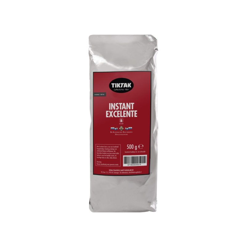 Pallet oploskoffie Tiktak Excelente, 0,5 kg, 8 pakken per doos