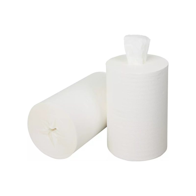 Pallet mini poetsrol coreless cellulose 1-laags wit, 120 meter, 12 rollen per doos