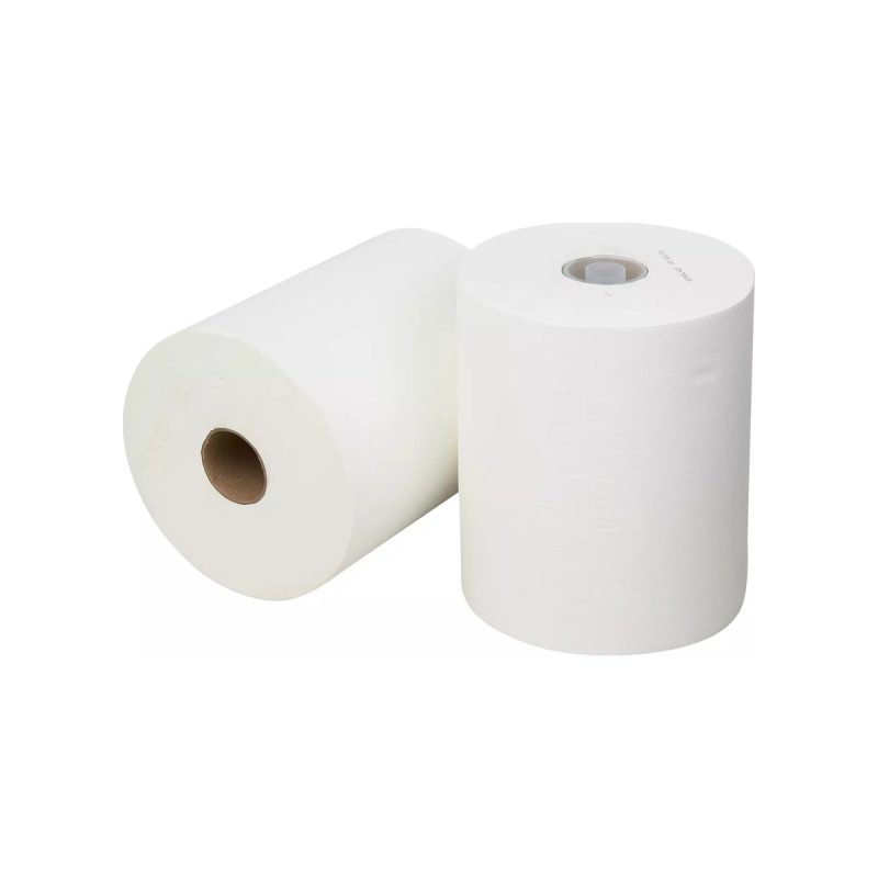 Pallet handdoekrol mini matic cellulose 2-laags wit, 165 meter, 6 rollen per pak
