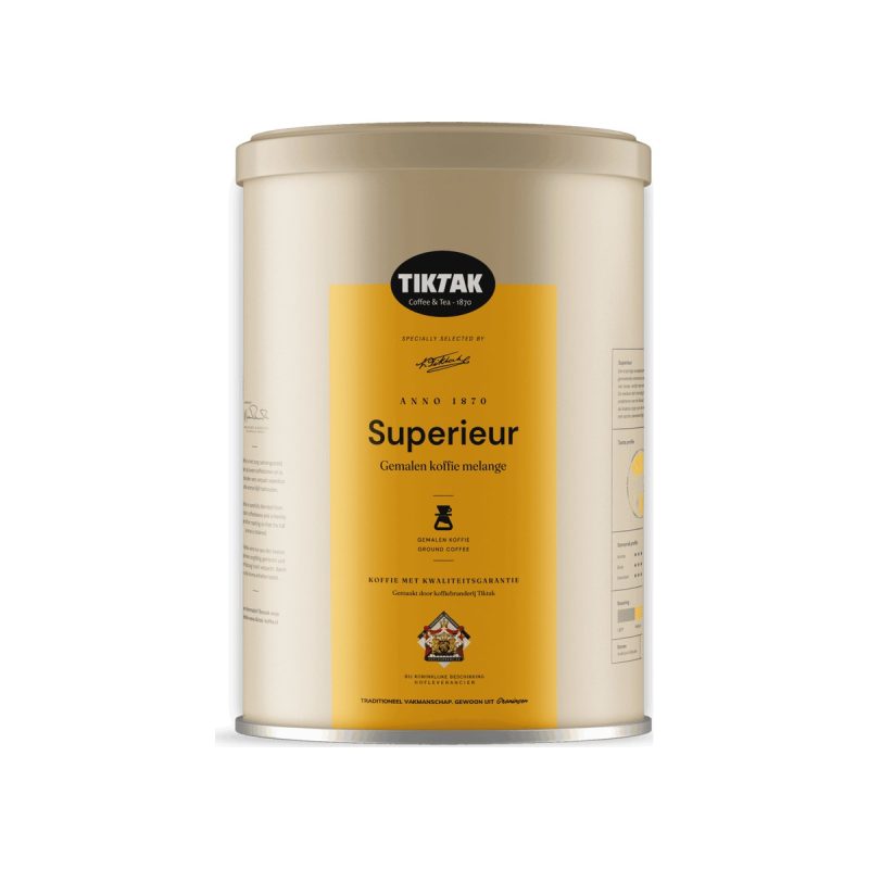Pallet snelfilterkoffie Tiktak Superieur, blik 3,5 kg, 60 blikken per pallet