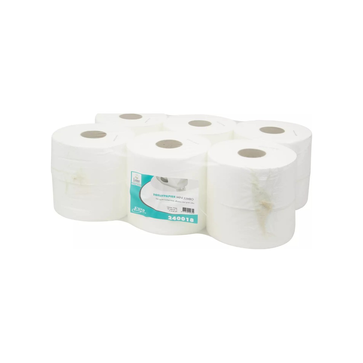 Pallet toiletpapier mini jumborol cellulose 2-laags wit, 180 meter, 12 rollen per pak (2)