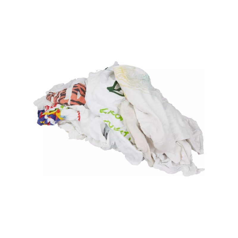 Pallet poetslappen witte tricot met opdruk gesneden, doos van 10 kg