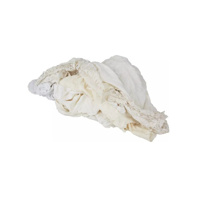 Pallet poetslappen witte tricot wit gesneden gerecycled, doos van 10 kg