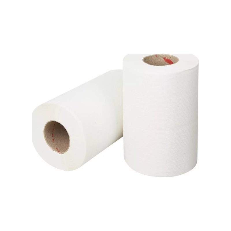 Pallet mini poetsrol cellulose 1-laags wit, 120 meter, 12 rollen per pak